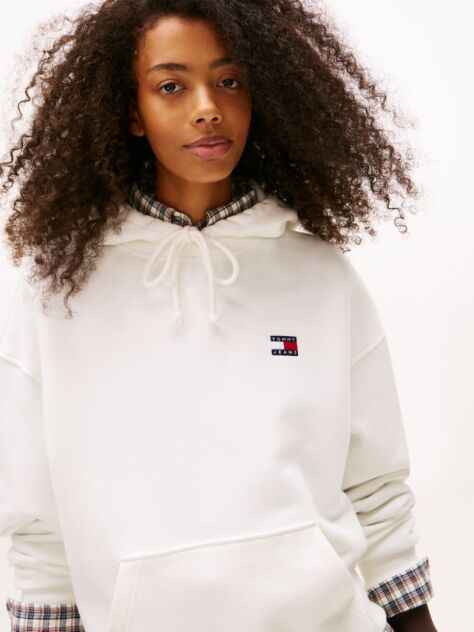 Beige Badge Boxy Fit Hoody  Women