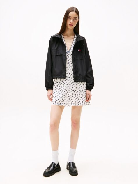 Black Tommy Badge Windbreaker  Women