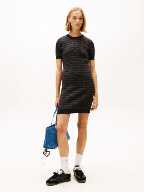 Black Spellout Mini Jumper Dress  Women