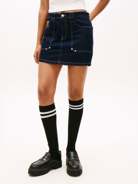 Denim Denim Ίσια Μίνι Φούστα Με Κεντητό Σημαιάκι  Γυναίκες