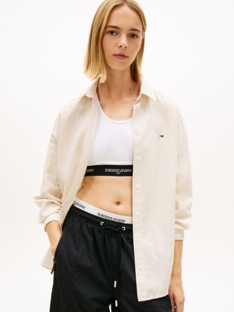 Beige Relaxed Fit Linen Blend Shirt  Women