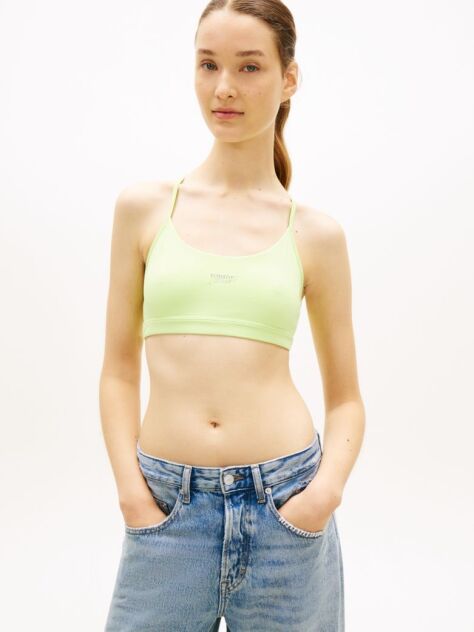 Green Athleisure Metal Logo Bralette Top  Women