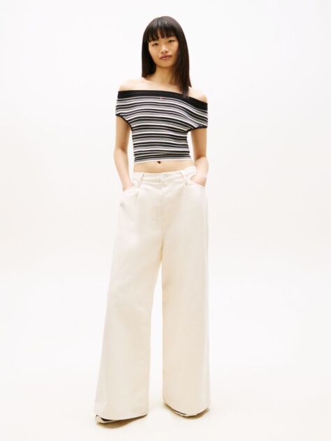 Denim Loose Ίσιο Παντελόνι Με Κανονική Μέση Και Πιέτες  Γυναίκες