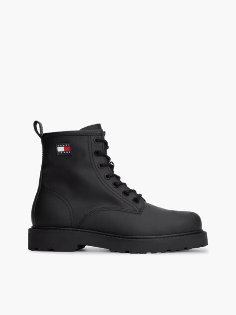 Black Archive Leather Lace-Up Mid Boots  Men