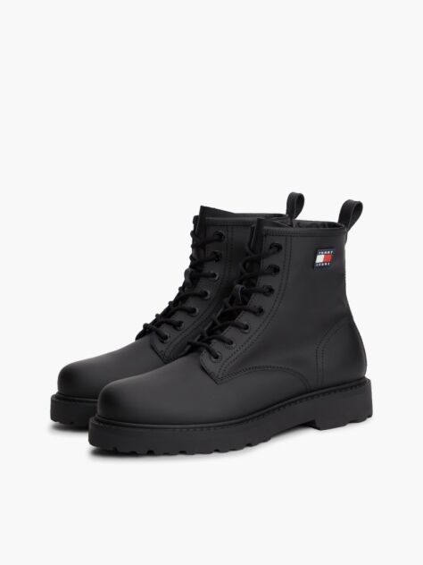 Black Archive Leather Lace-Up Mid Boots  Men