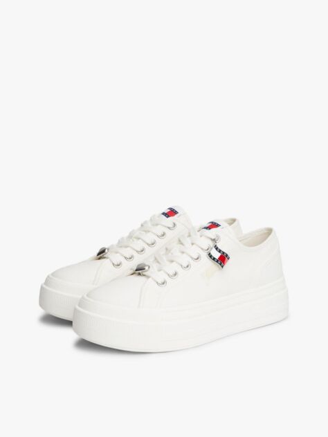 Άσπρο Sneakers Canvas Με Πλατφόρμα  Γυναίκες