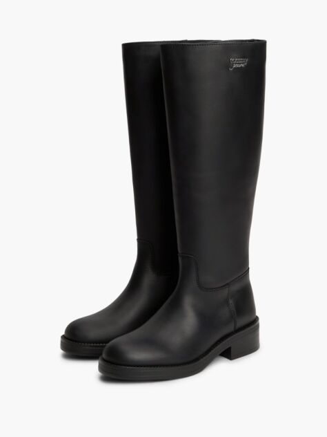 Black Leather Soft Sole Knee-High Boots  Women
