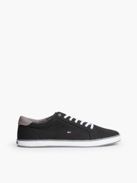 Black Canvas Lace Up Trainers  Men