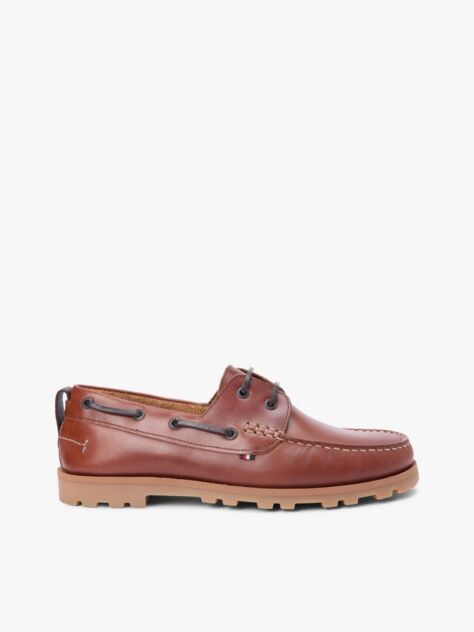 Brown Leather Cleat Lightweight Boat Shoes  Men