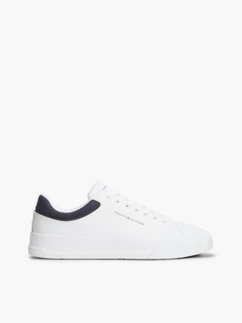 Άσπρο Δερμάτινα Sneakers Με Μίξη Υφών  Άνδρες