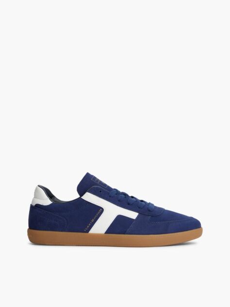Blue Suede Mixed Texture Sneakers  Men