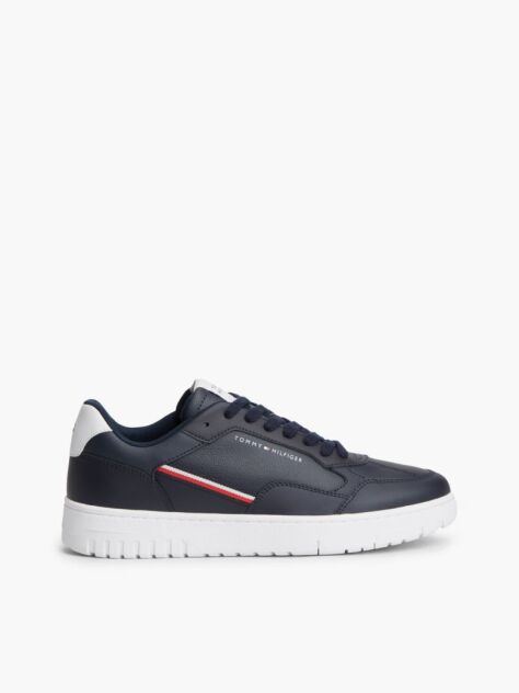 Blue Global Stripe Basketball Sneakers With Leather  Men