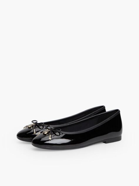 Black Patent Leather Padlock Charm Ballerinas  Women