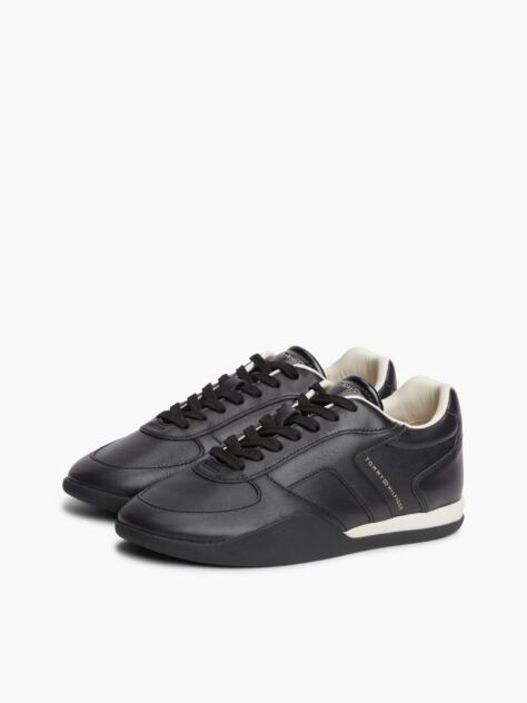 Black Leather Vintage Low Profile Sneakers  Women