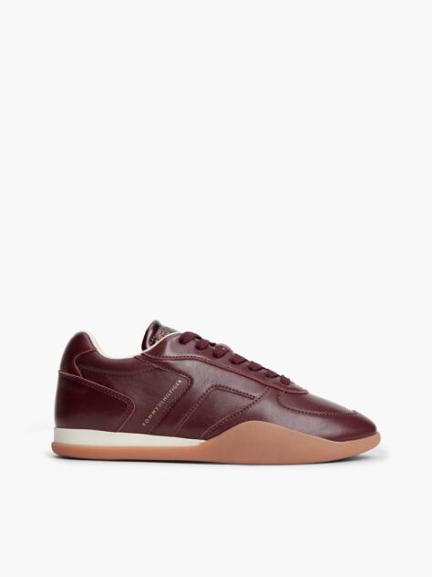 Red Leather Vintage Low Profile Sneakers  Women