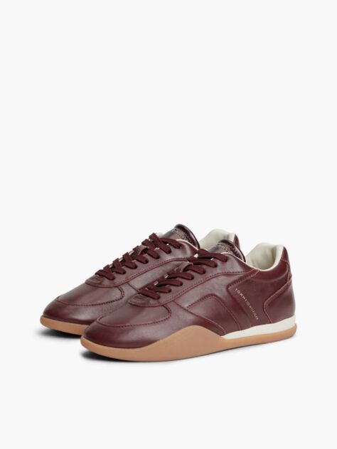 Red Leather Vintage Low Profile Sneakers  Women