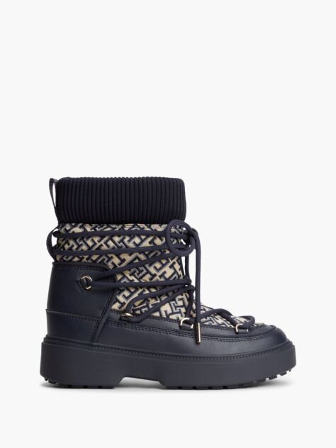 Blue TH Monogram Water Resistant Snow Boots  Women