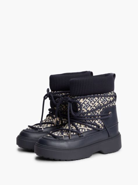 Blue TH Monogram Water Resistant Snow Boots  Women