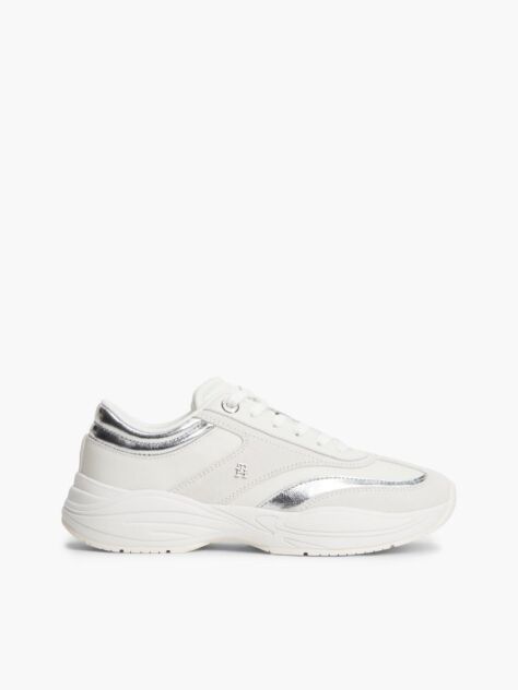 Beige Suede TH Monogram Metallic Sneakers  Women