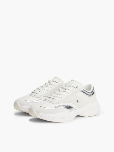 Beige Suede TH Monogram Metallic Sneakers  Women