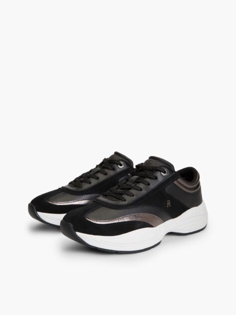 Black Suede TH Monogram Metallic Sneakers  Women