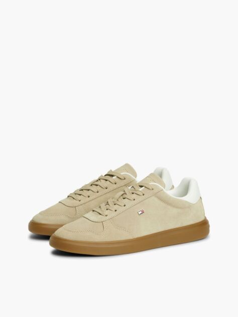 Beige Lightweight Suede Court Sneakers  Women