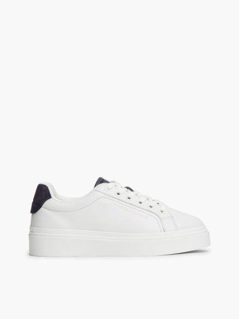 Beige TH Monogram Leather Platform Sneakers  Women