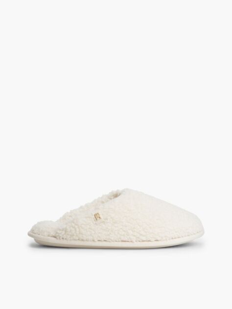 Beige TH Monogram Faux Fur Slippers  Women