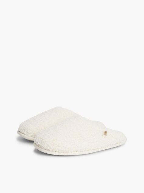 Beige TH Monogram Faux Fur Slippers  Women