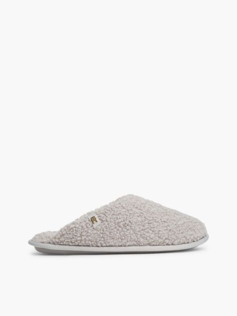 Grey TH Monogram Faux Fur Slippers  Women