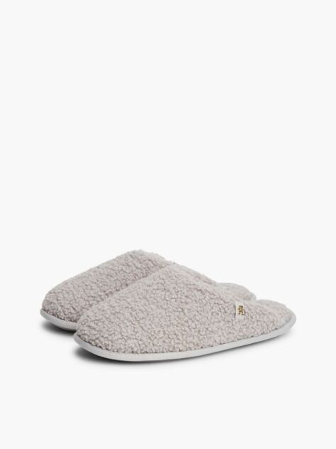 Grey TH Monogram Faux Fur Slippers  Women