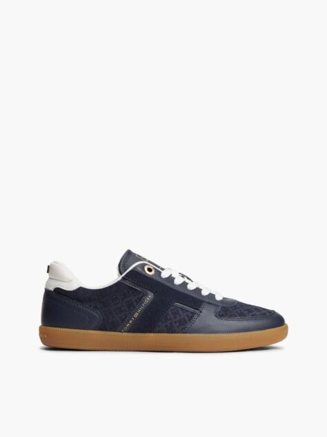 Blue Embossed TH Monogram Leather Sneakers  Women