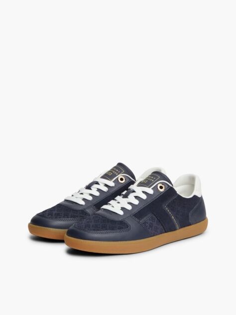 Blue Embossed TH Monogram Leather Sneakers  Women