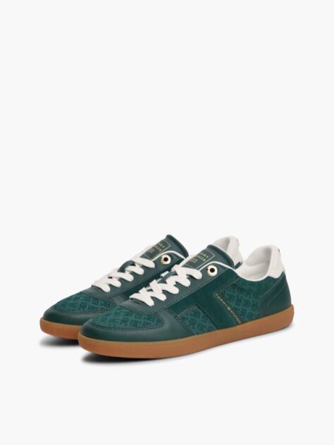 Green Embossed TH Monogram Leather Sneakers  Women