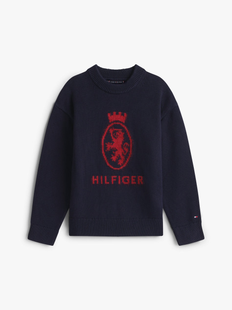 Μπλε TH Crest Intarsia Πουλόβερ Με Κλασική Λαιμόκοψη  Αγόρια