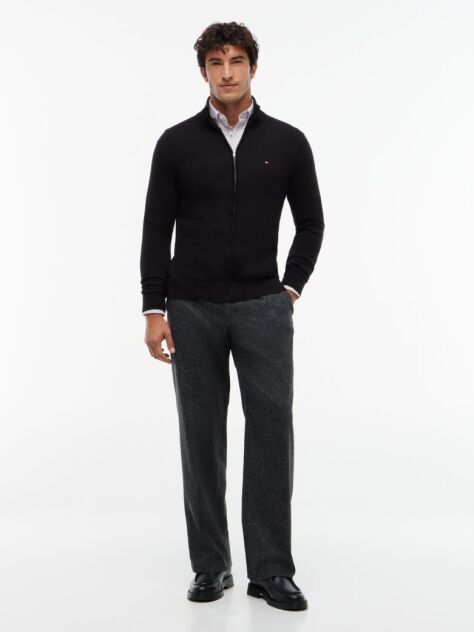 Black Mock Turtleneck Zip-Thru Cardigan  Men