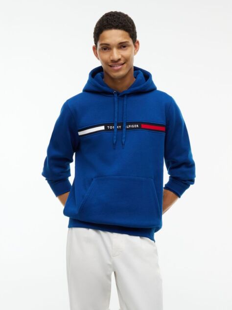 Blue Logo Drawstring Hoody  Men