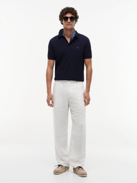 Blue Regular Fit Knit Polo Shirt  Men