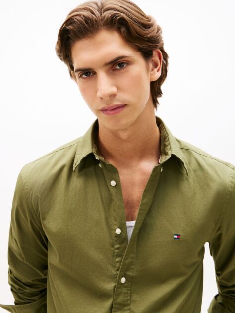 Green TH Flex Regular Fit Poplin Shirt  Men