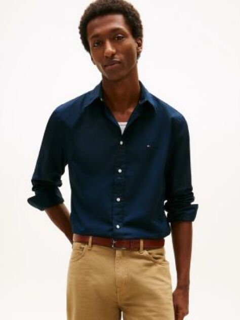 Blue TH Flex Regular Fit Poplin Shirt  Men