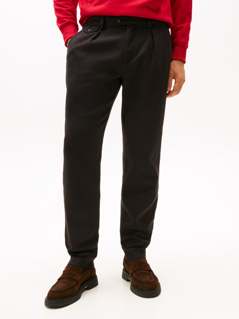 Μαύρο Harlem Πλισέ Παντελόνι Σε Tapered Γραμμή Από Twill  Άνδρες
