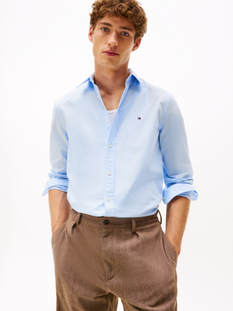 Blue Flex Poplin Slim Shirt  Men