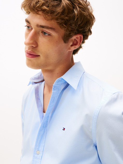 Blue Flex Poplin Slim Shirt  Men