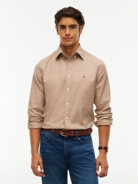 Beige TH Flex Regular Fit Flannel Shirt  Men