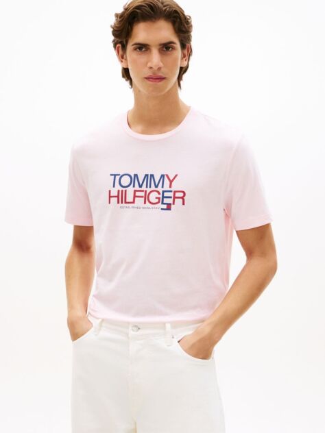 Pink Logo Graphic Crew Neck T-Shirt  Men