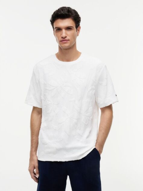 Άσπρο Άνετο T-Shirt Με Κλασική Λαιμόκοψη  Άνδρες