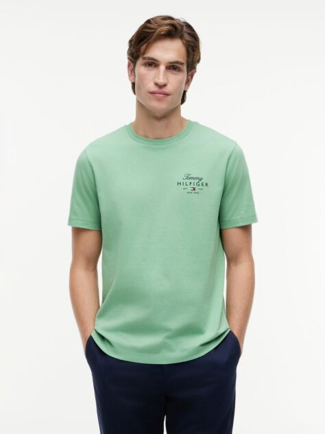 Πράσινο T-Shirt Με Κλασική Λαιμόκοψη Και Λογότυπο  Άνδρες