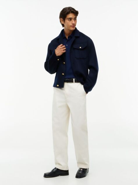 Blue Regular Waffle Long Sleeve Polo Shirt  Men