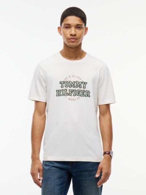 Beige Varsity Logo Peached Jersey T-Shirt  Men