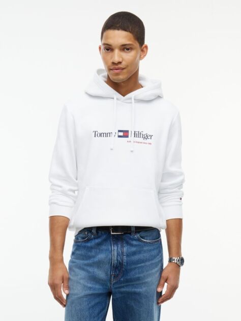 Άσπρο Fleece Hoody Με Λογότυπο  Άνδρες